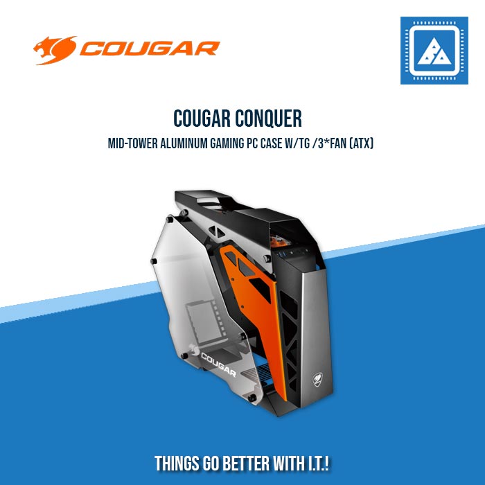 COUGAR CASE CONQUER / MID TOWER / TEMPERED GLASS COVER / 3PCS OF 120MM LED FANS COUGAR CASE CONQUER / MID TOWER / TEMPERED GLASS COVER / 3PCS OF 120MM LED FANS